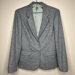 Jacobson's Women's Gray 100% Wool Long Sleeve Single Breasted Blazer Sz 10